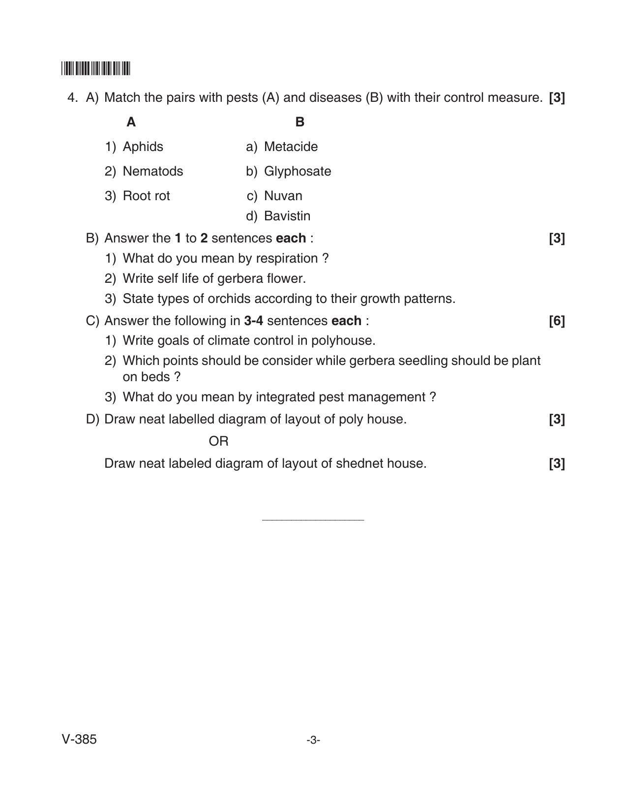 Goa Board Class 12 Floriculture  Voc 385 (June 2018) Question Paper - Page 3