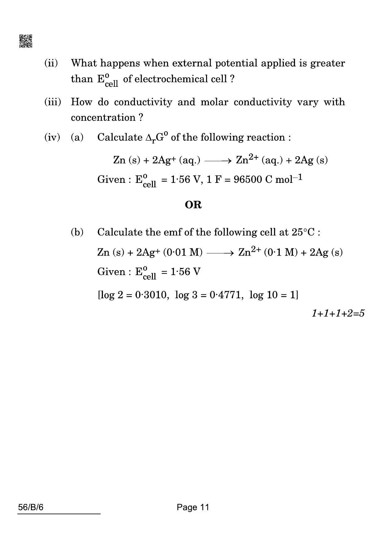 CBSE Class 12 56-B-6 Chemistry Blind 2022 Compartment Question Paper - Page 11
