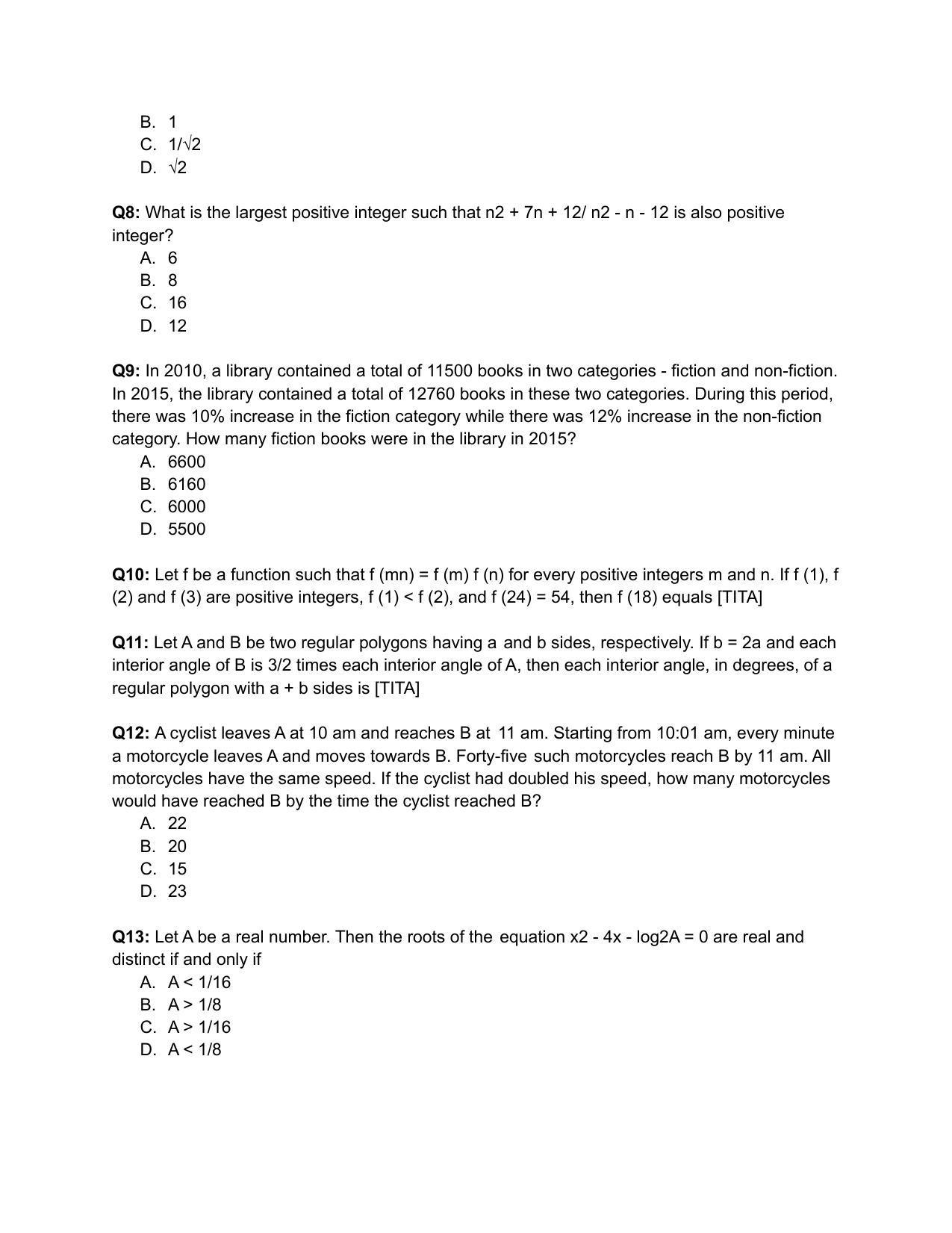 CAT 2019 CAT QA Slot 2 Question Paper - Page 2