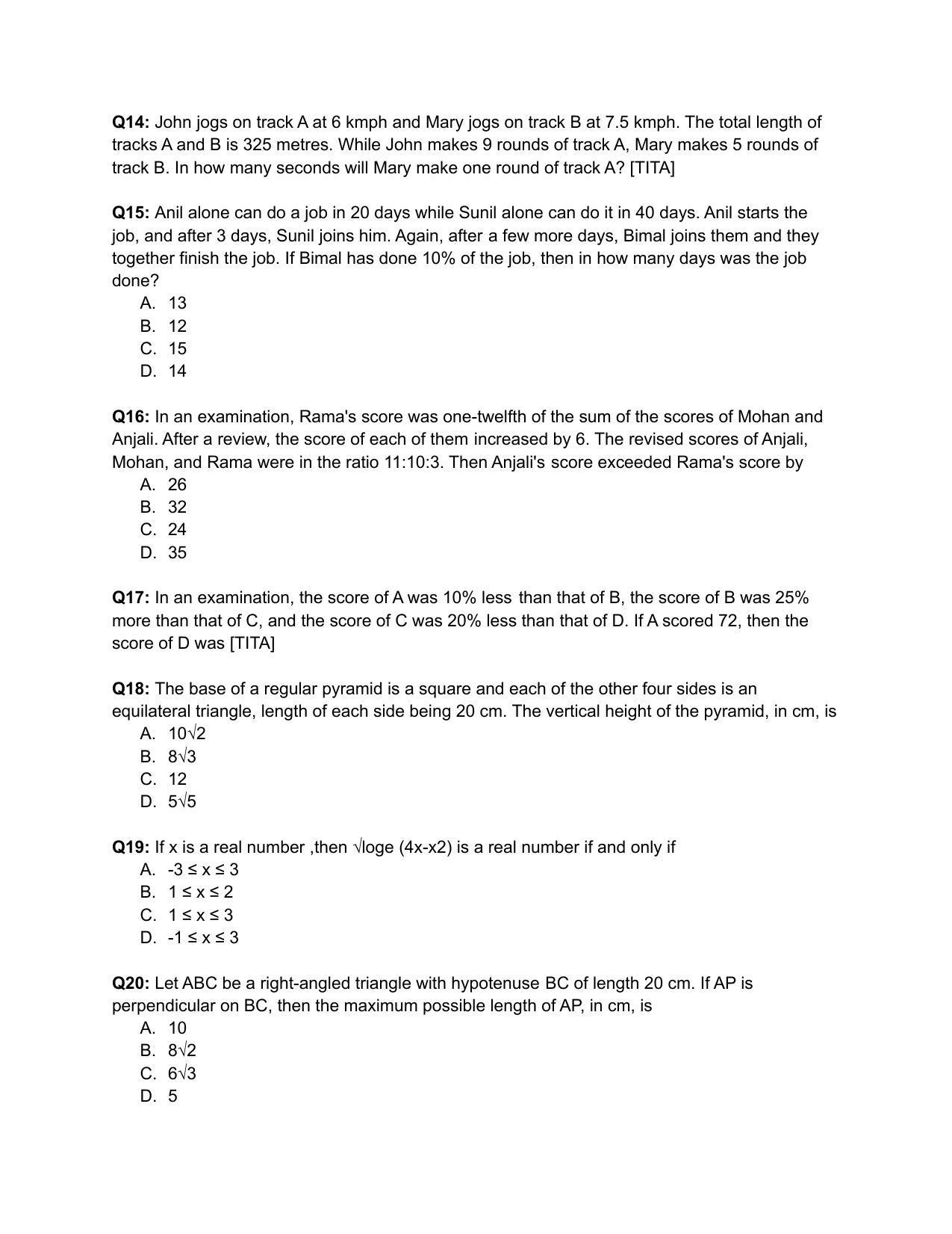 CAT 2019 CAT QA Slot 2 Question Paper - Page 3
