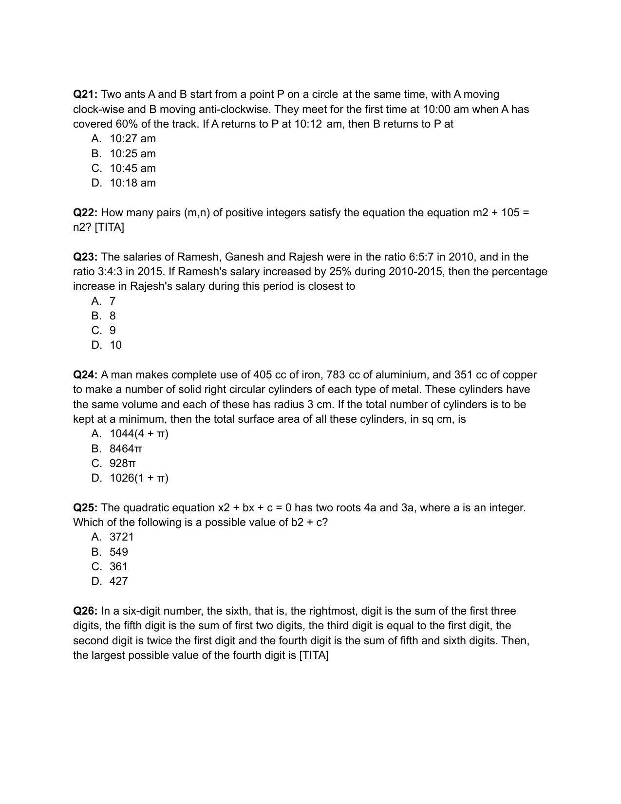 CAT 2019 CAT QA Slot 2 Question Paper - Page 4