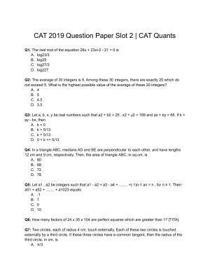 CAT 2019 CAT QA Slot 2 Question Paper