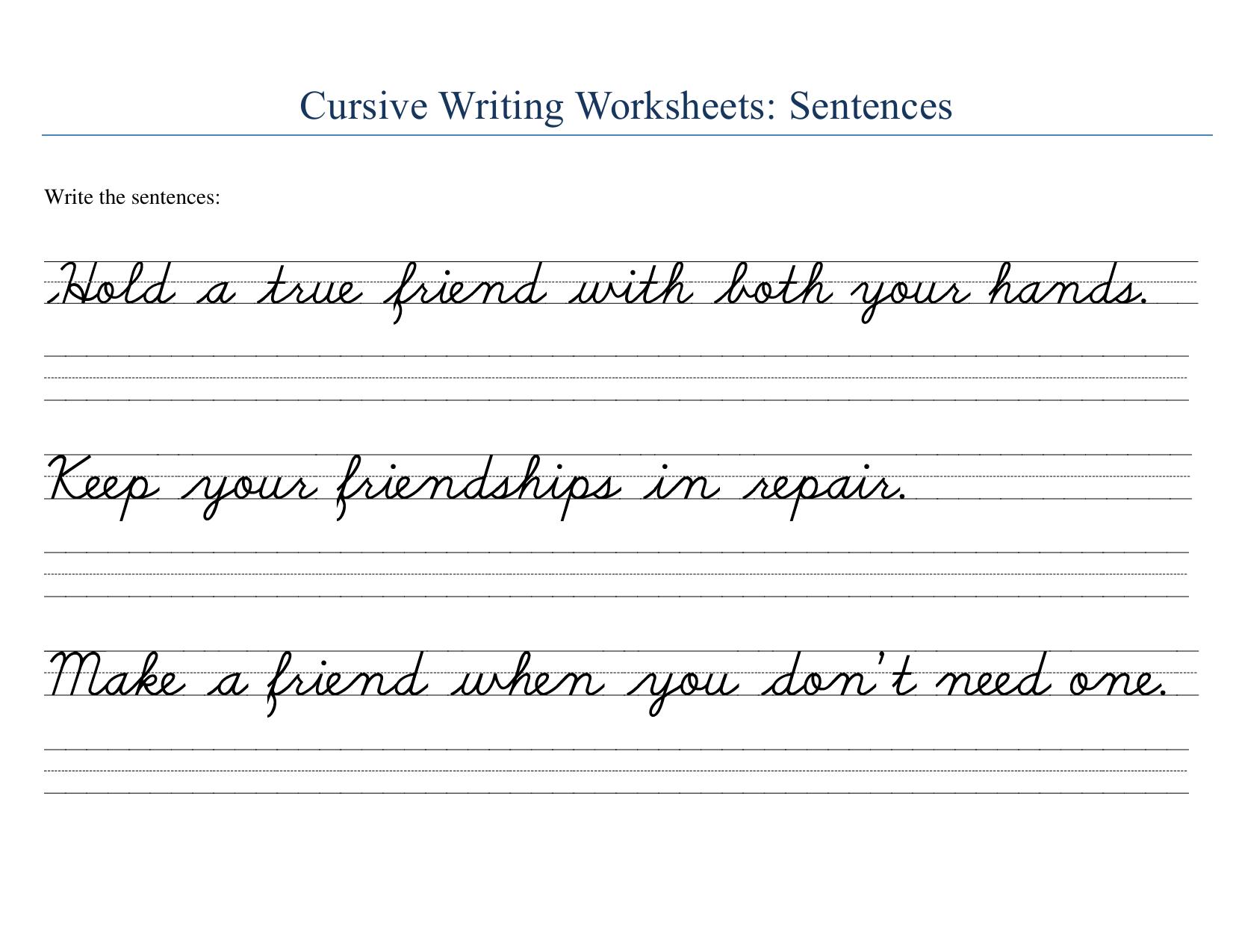 Cursive Sentences Worksheets - Page 8