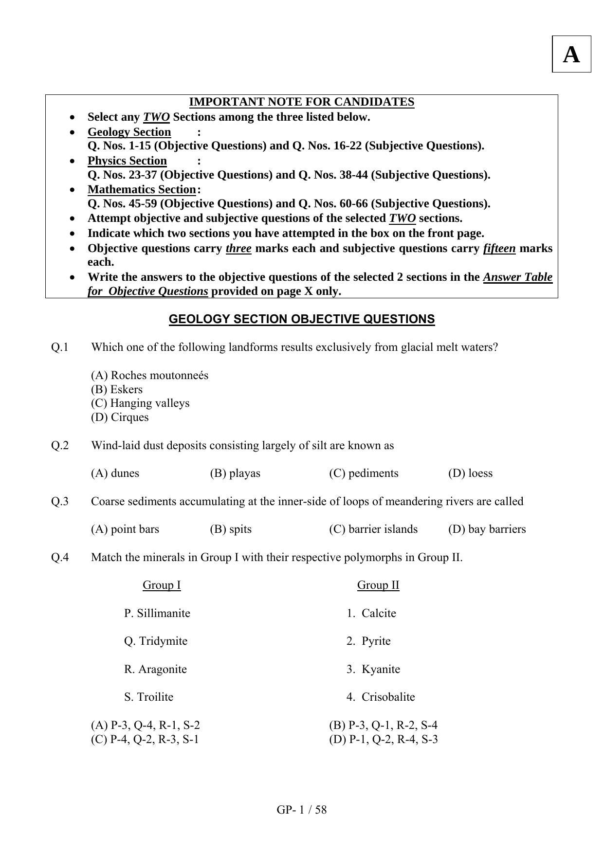 JAM 2012: GP Question Paper - Page 3