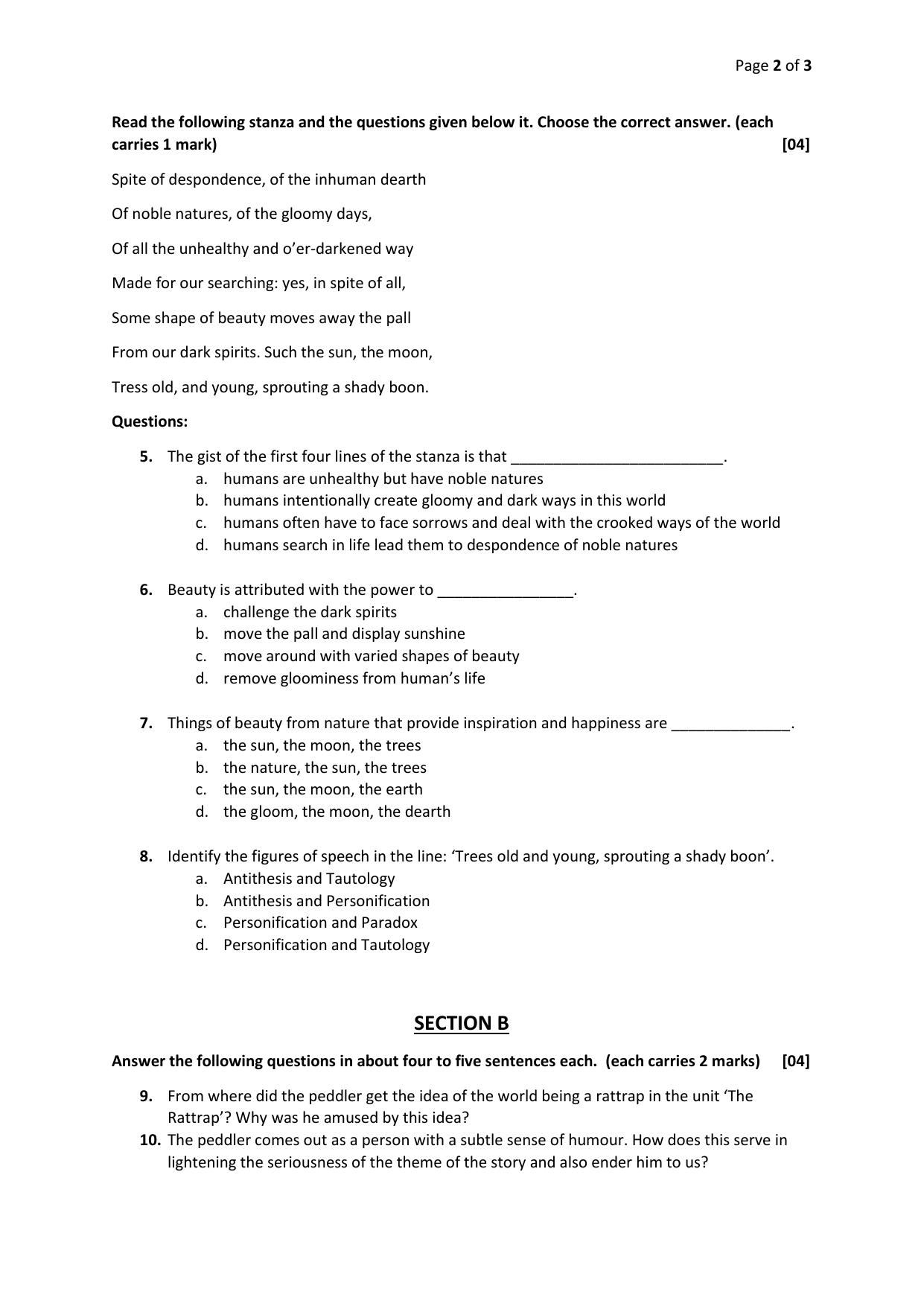 Gujarat Board Class 12th Question Paper 2020: English - Page 2