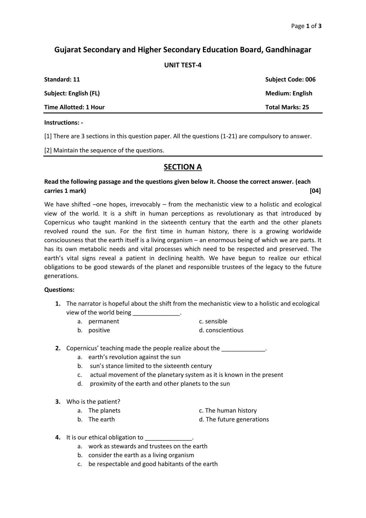 Gujarat Board Class 12th Question Paper 2020: English - Page 8