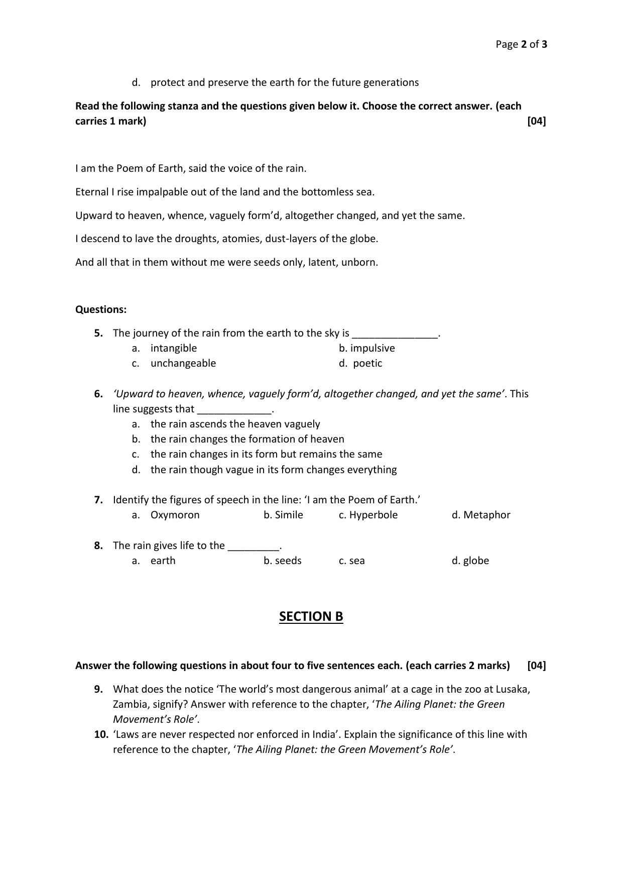 Gujarat Board Class 12th Question Paper 2020: English - Page 9