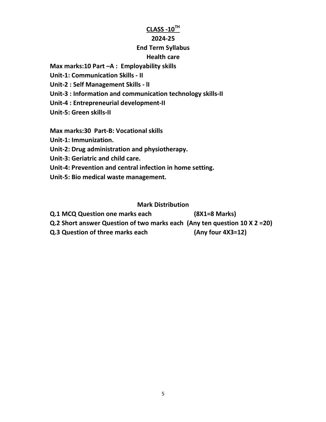 HPBOSE Class 10th Healthcare Sample Question Papers 2025 - Page 5