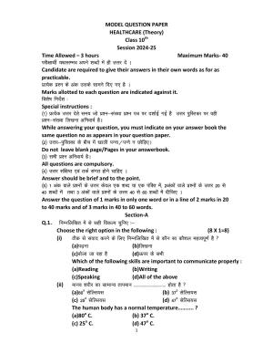HPBOSE Class 10th Healthcare Sample Question Papers 2025