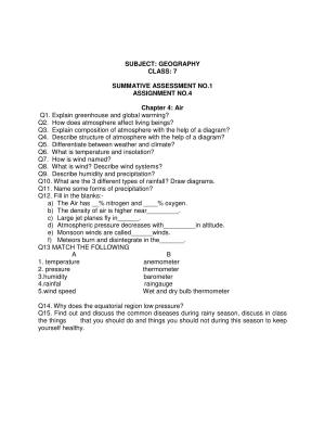 CBSE Worksheets for Class 7 Geography Assignment 12