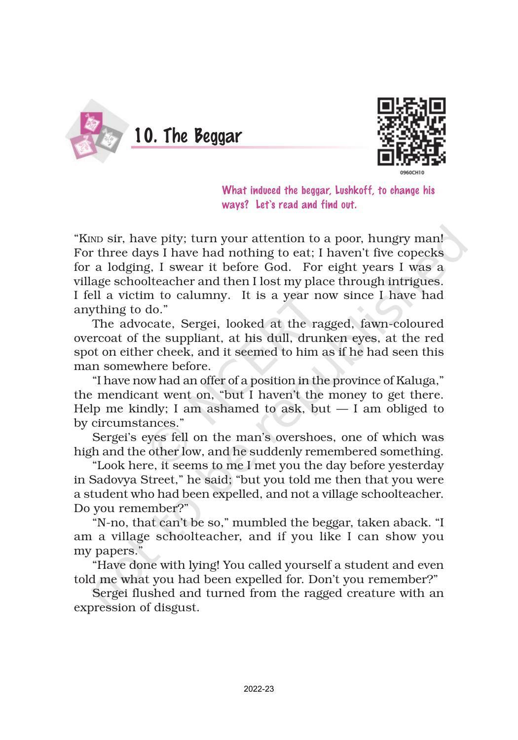 NCERT Book for Class 9 English Moment Chapter 10 The Beggar - Page 1