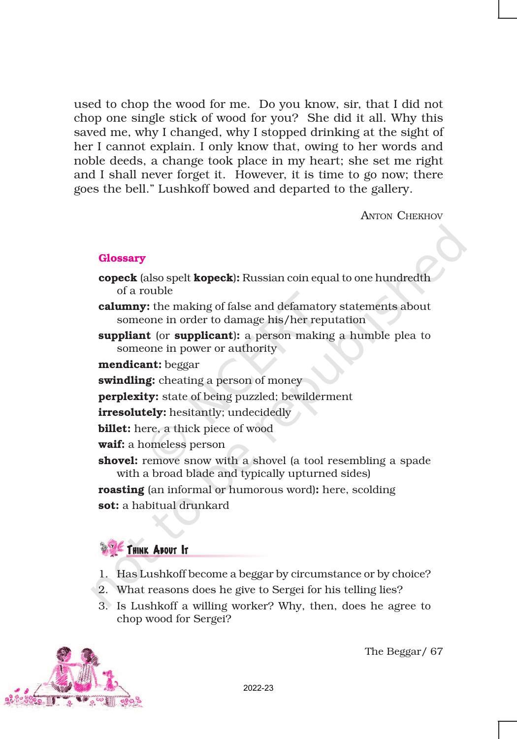 NCERT Book for Class 9 English Moment Chapter 10 The Beggar - Page 6