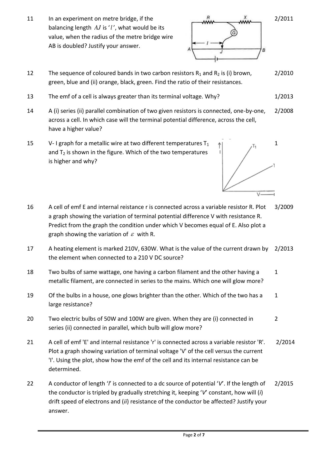CBSE Worksheets for Class 12 Physics Current Electricity - Page 2
