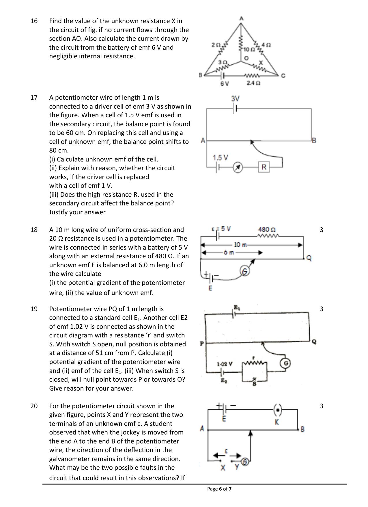 CBSE Worksheets for Class 12 Physics Current Electricity - Page 6