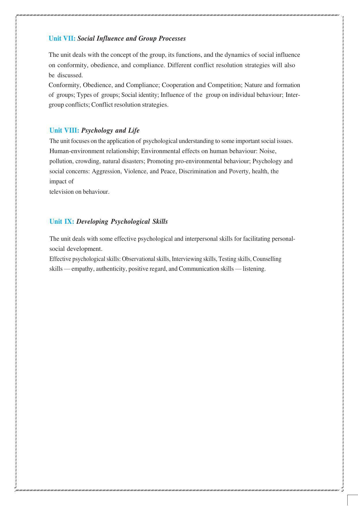 CUET Syllabus for Psychology (English) - Page 3