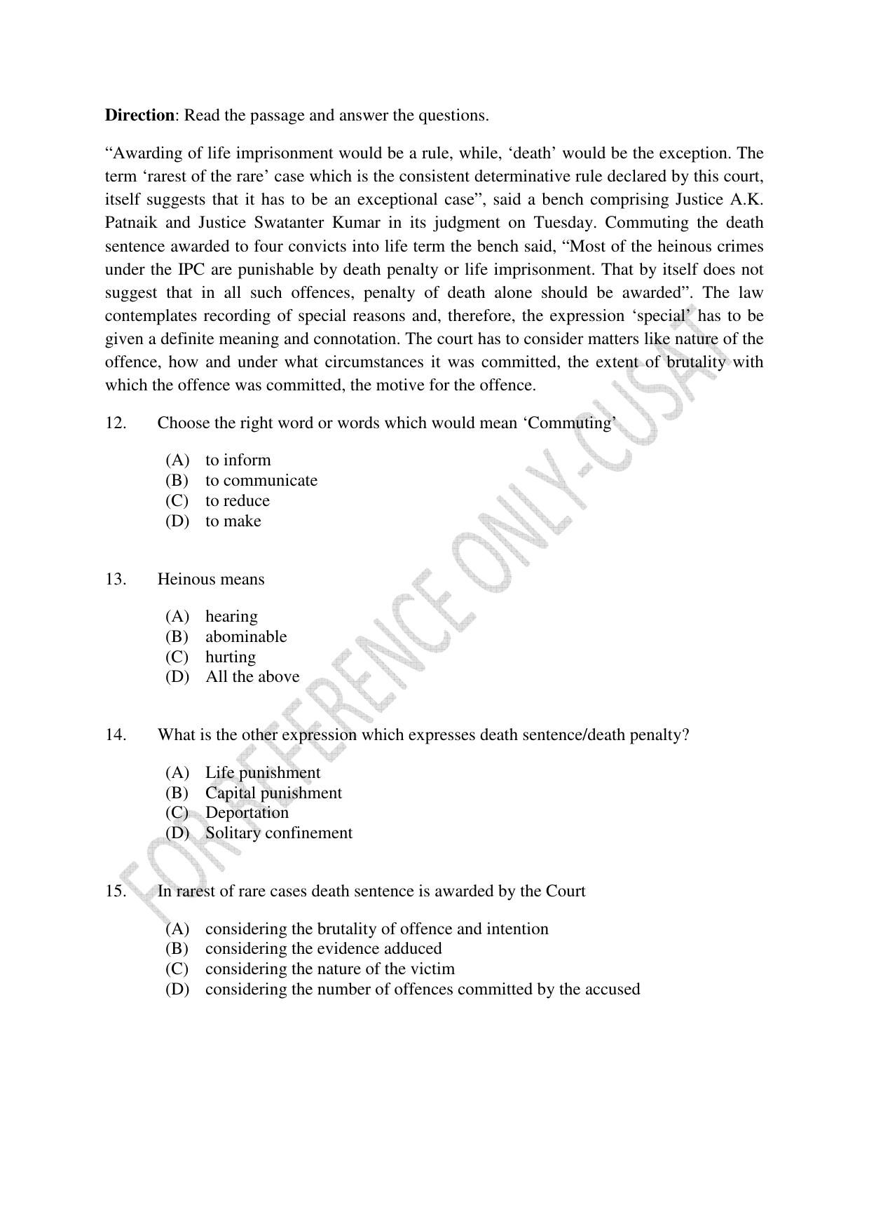 CUSAT CAT 2022 Law for LLM Question Paper - Page 4