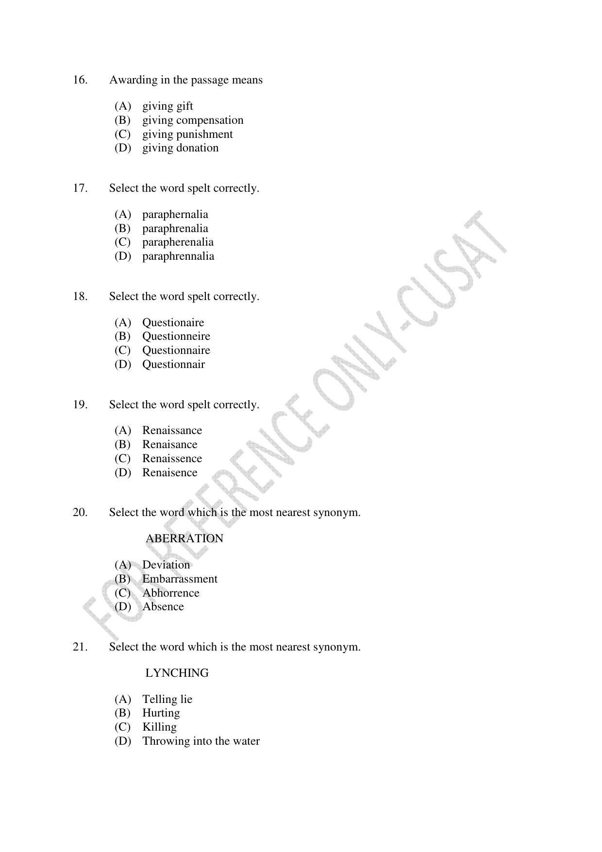 CUSAT CAT 2022 Law for LLM Question Paper - Page 5