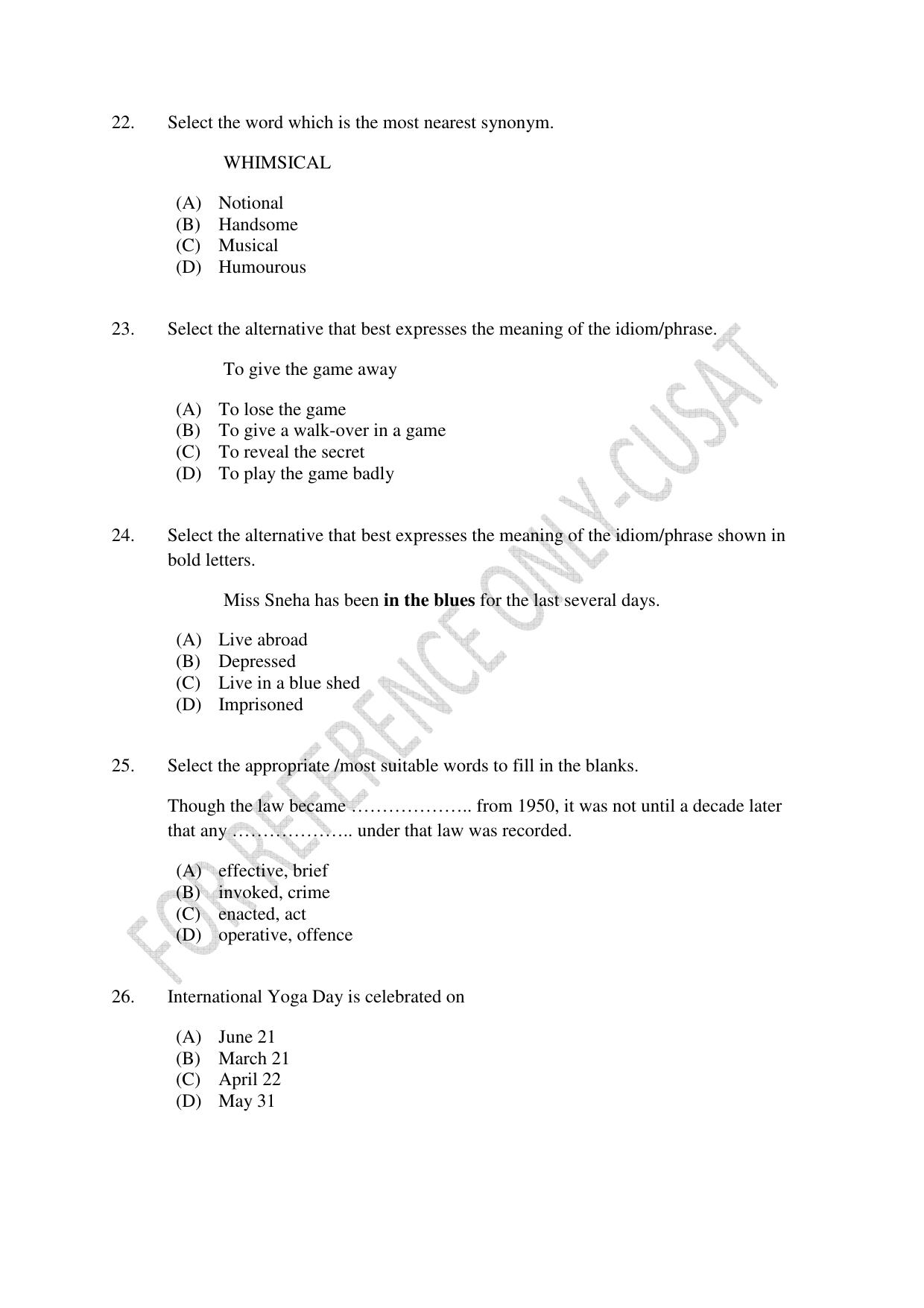 CUSAT CAT 2022 Law for LLM Question Paper - Page 6