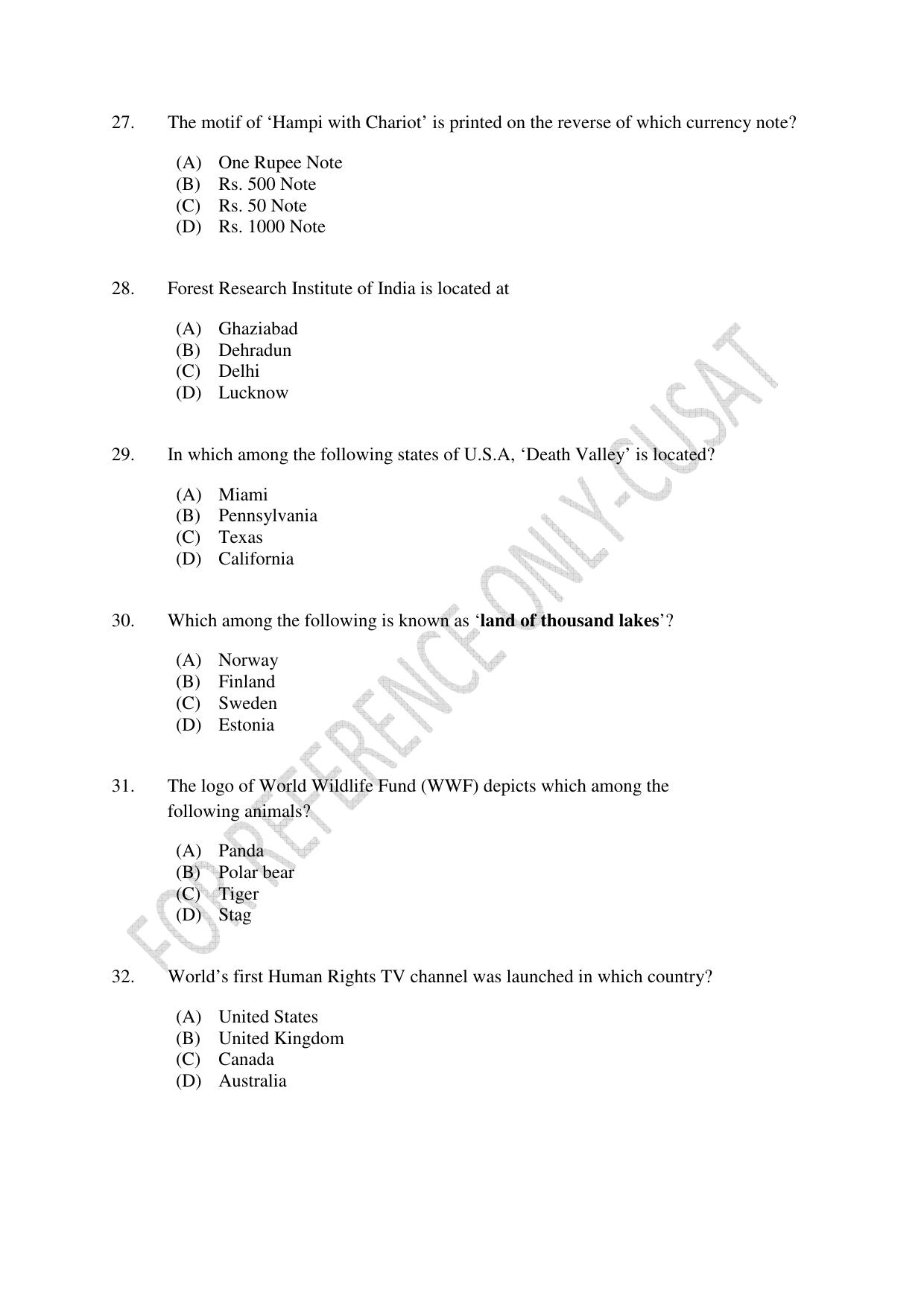 CUSAT CAT 2022 Law for LLM Question Paper - Page 7