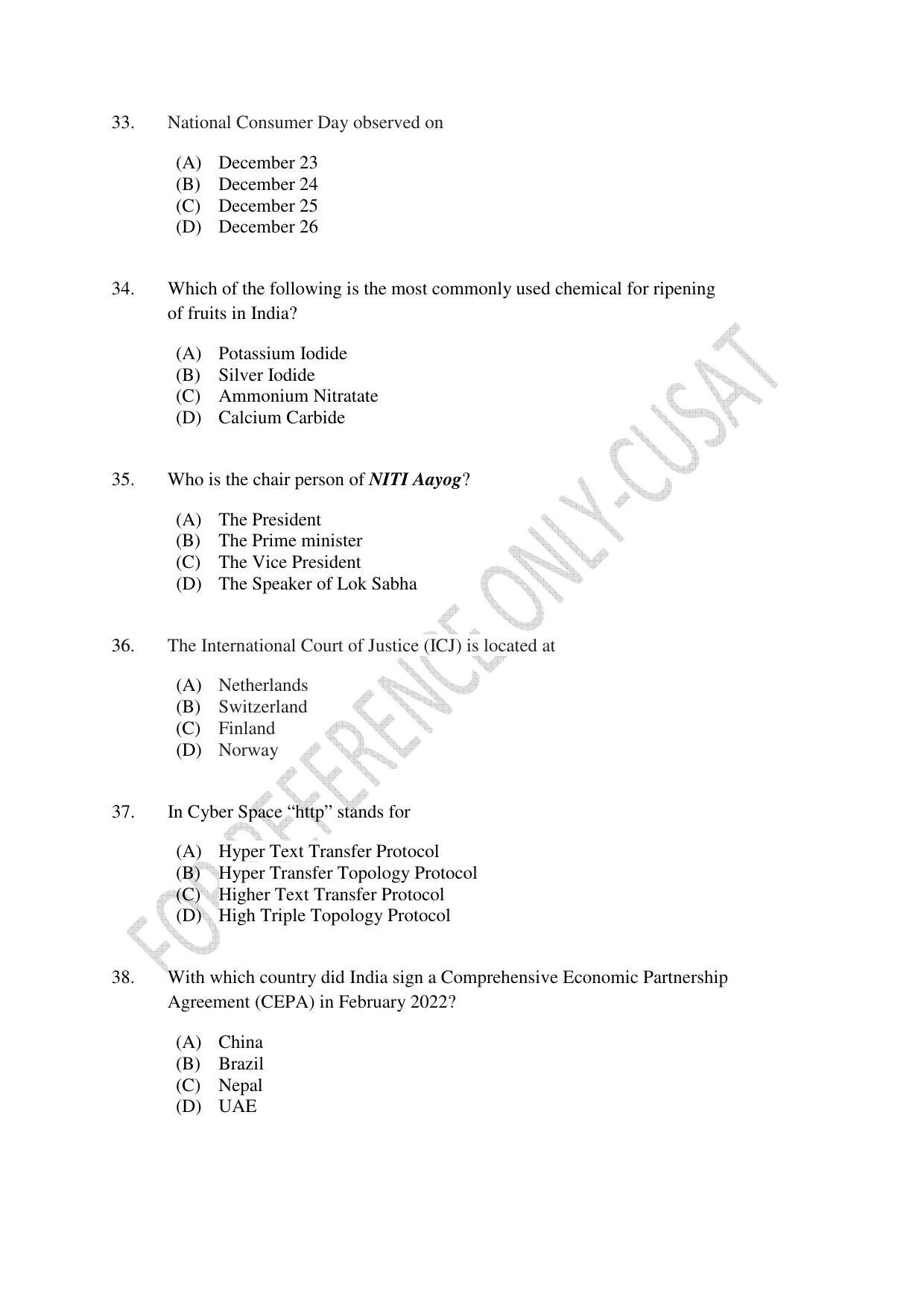 CUSAT CAT 2022 Law for LLM Question Paper - Page 8