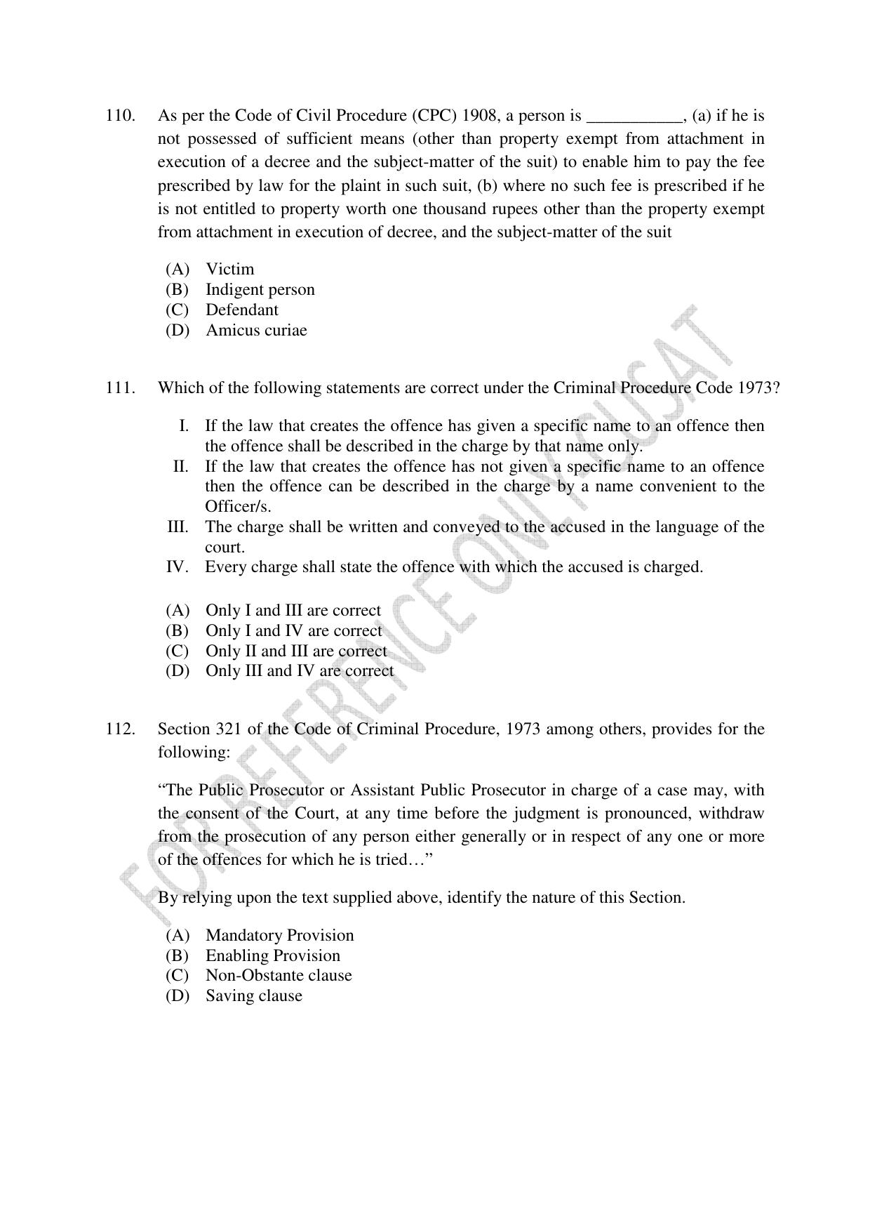 CUSAT CAT 2022 Law for LLM Question Paper - Page 25