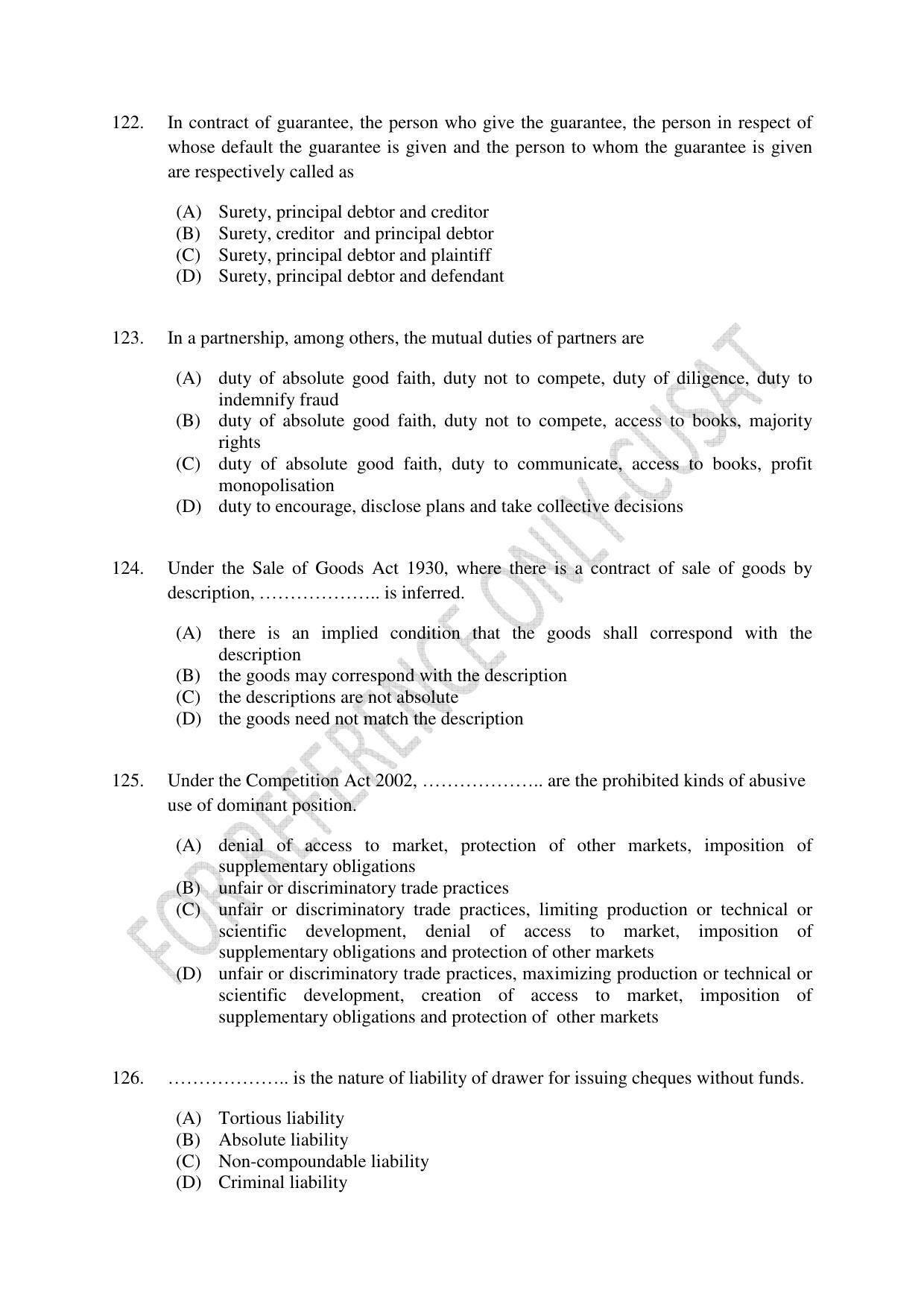 CUSAT CAT 2022 Law for LLM Question Paper - Page 28