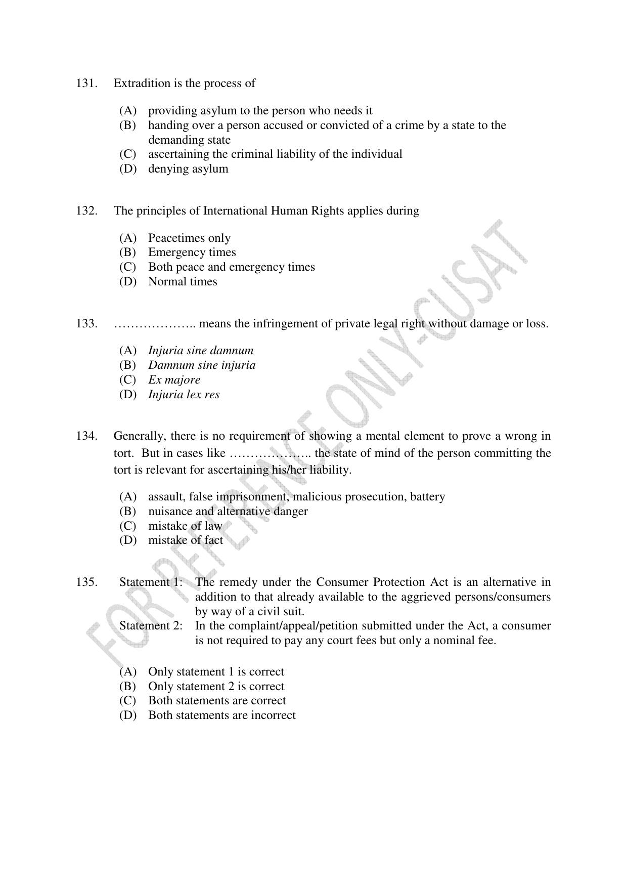 CUSAT CAT 2022 Law for LLM Question Paper - Page 30