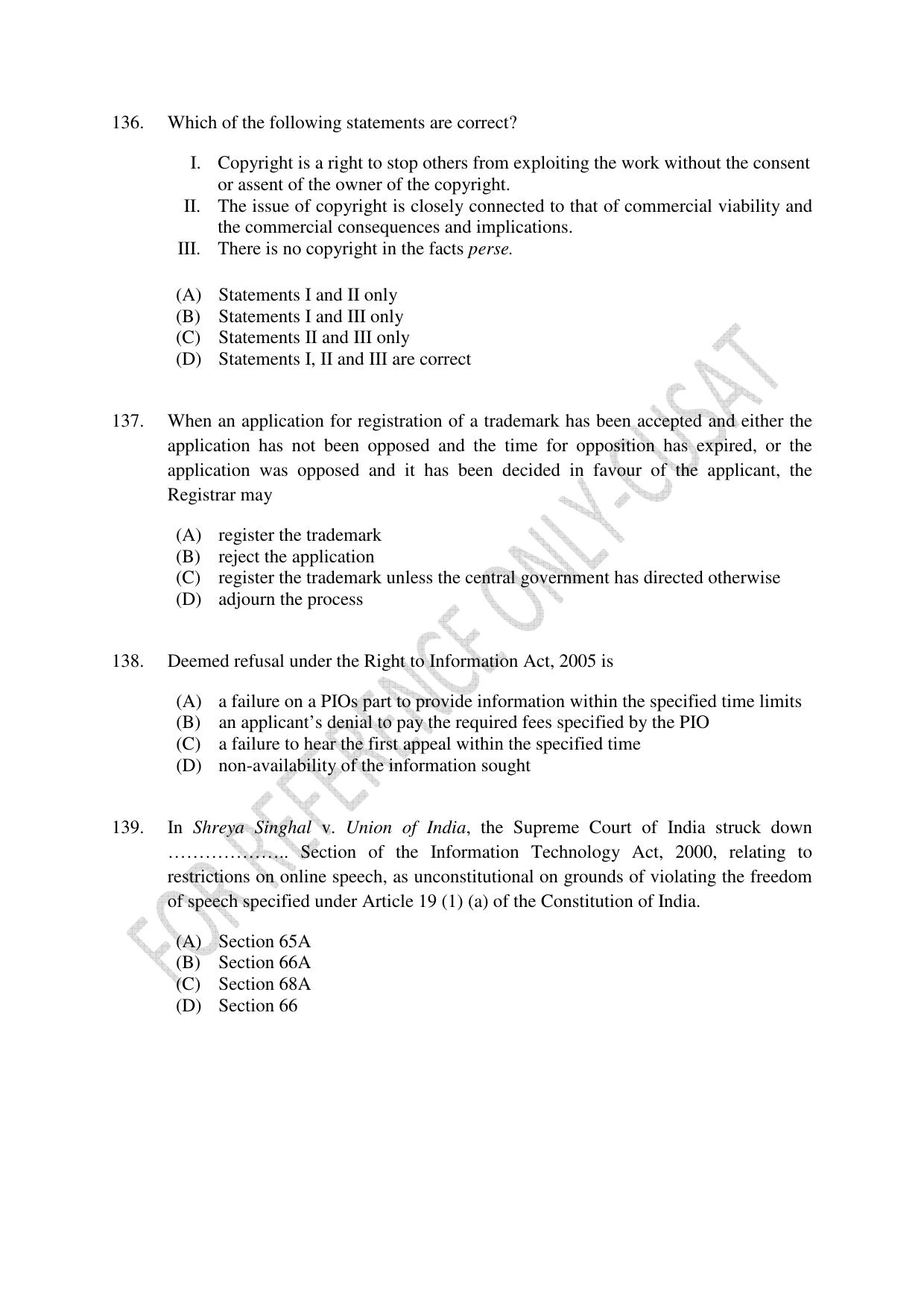 CUSAT CAT 2022 Law for LLM Question Paper - Page 31