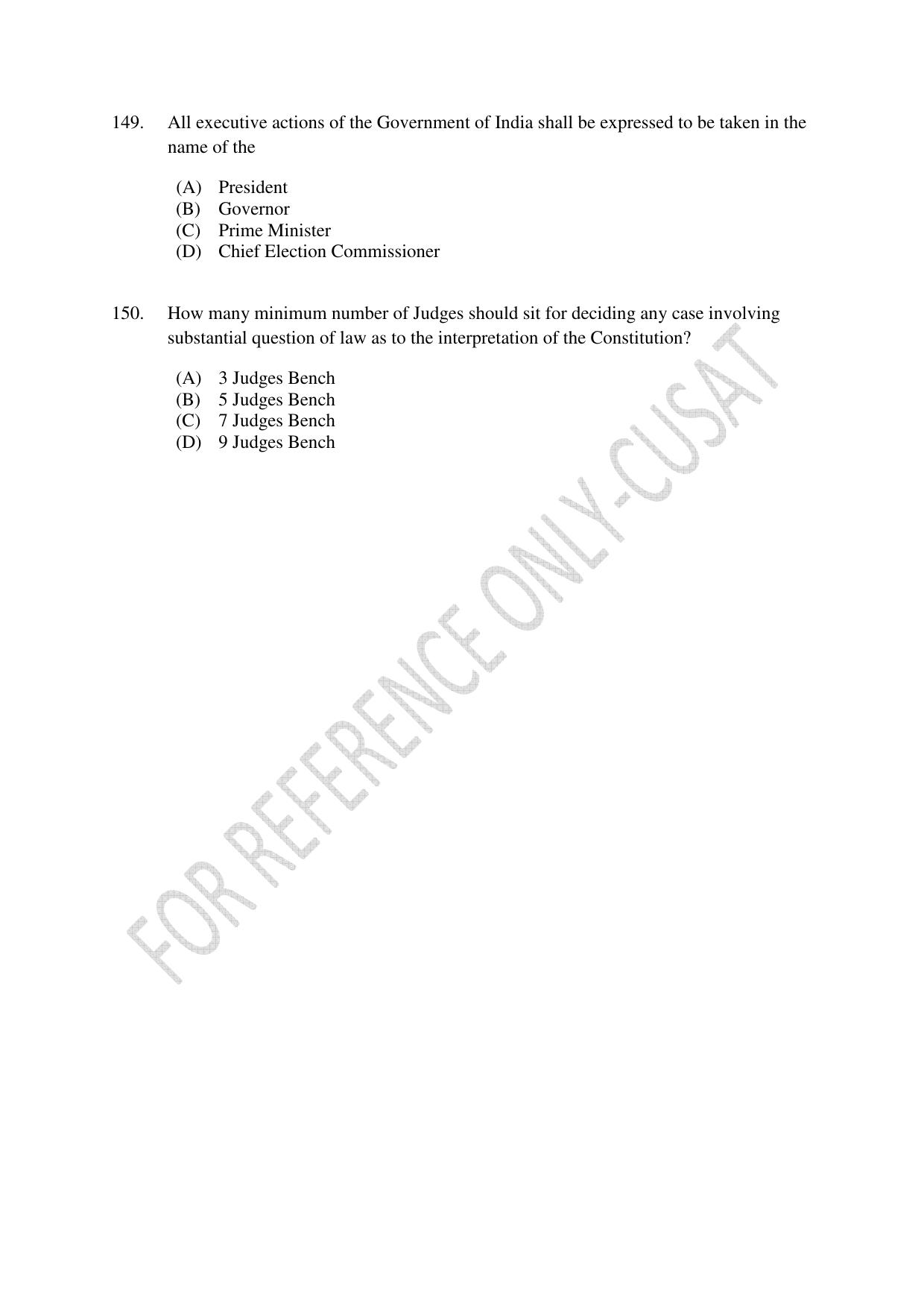 CUSAT CAT 2022 Law for LLM Question Paper - Page 34