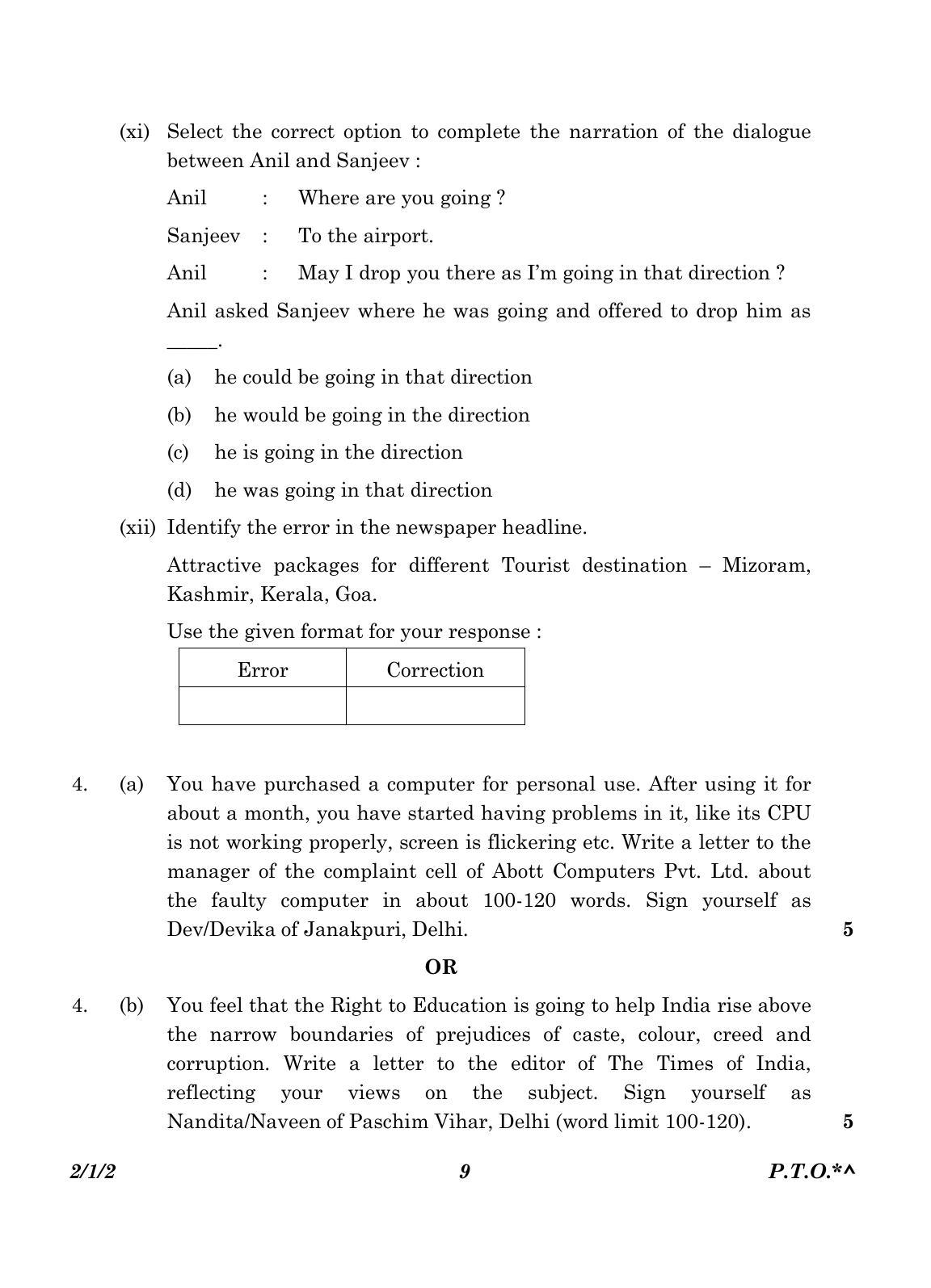 CBSE Class 10 2-1-2_English Language And Literature 2023 Question Paper - Page 9
