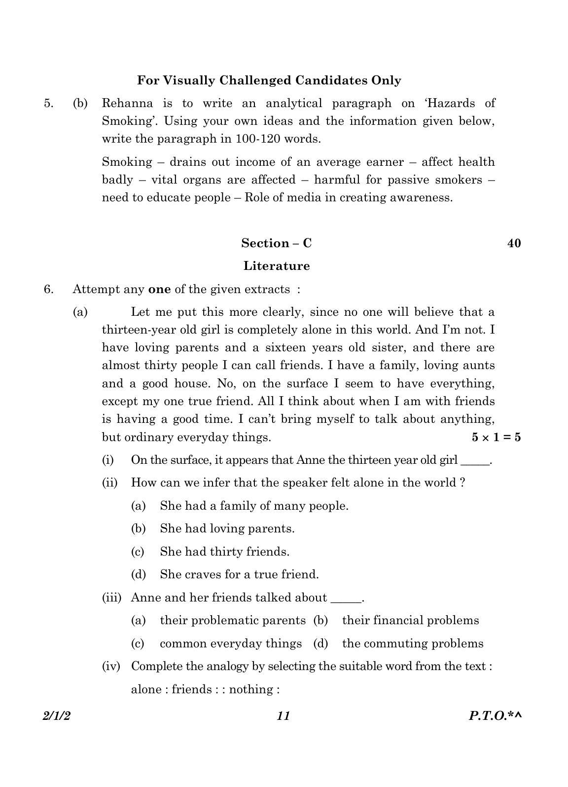 CBSE Class 10 2-1-2_English Language And Literature 2023 Question Paper - Page 11