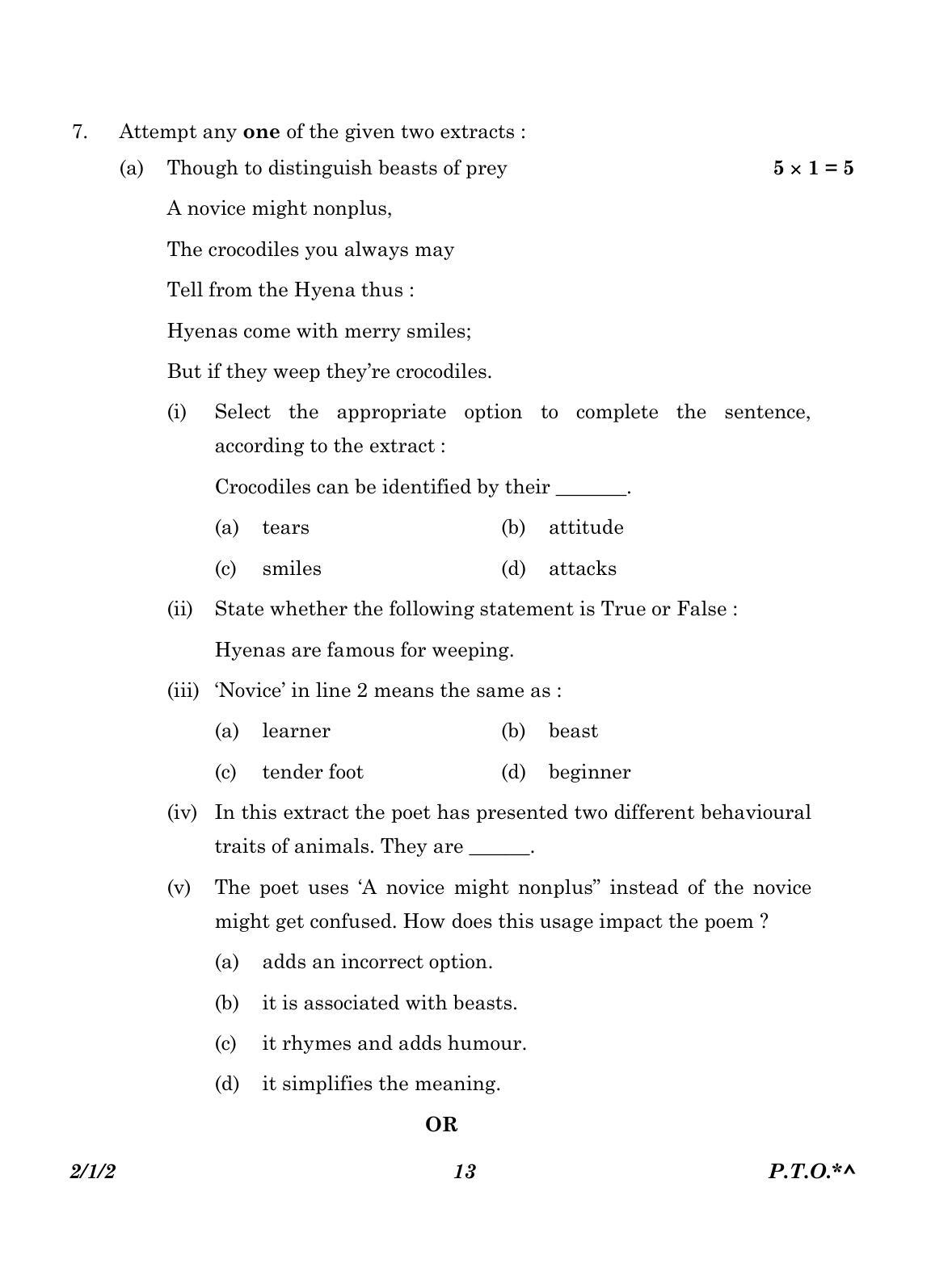 CBSE Class 10 2-1-2_English Language And Literature 2023 Question Paper - Page 13