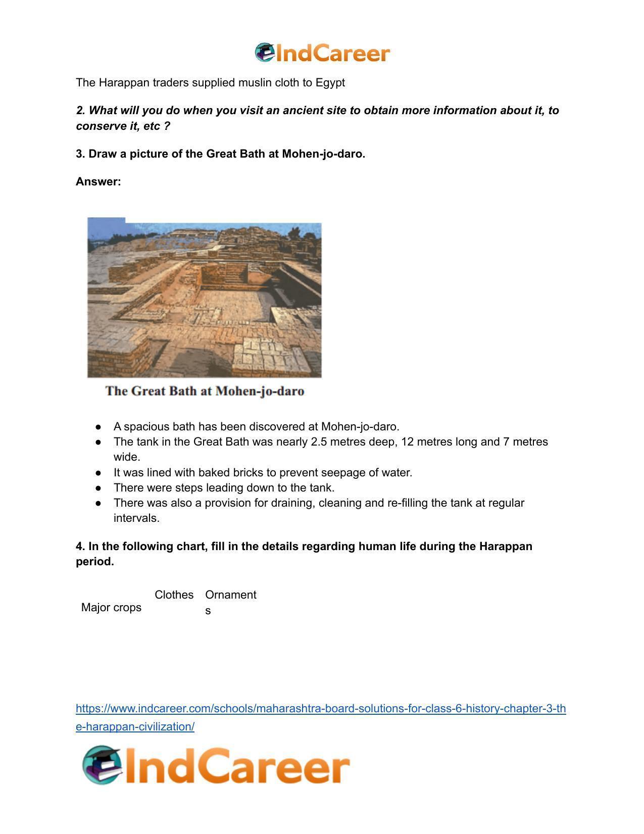 Maharashtra Board Solutions for Class 6- History: Chapter 3- The Harappan Civilization - Page 3