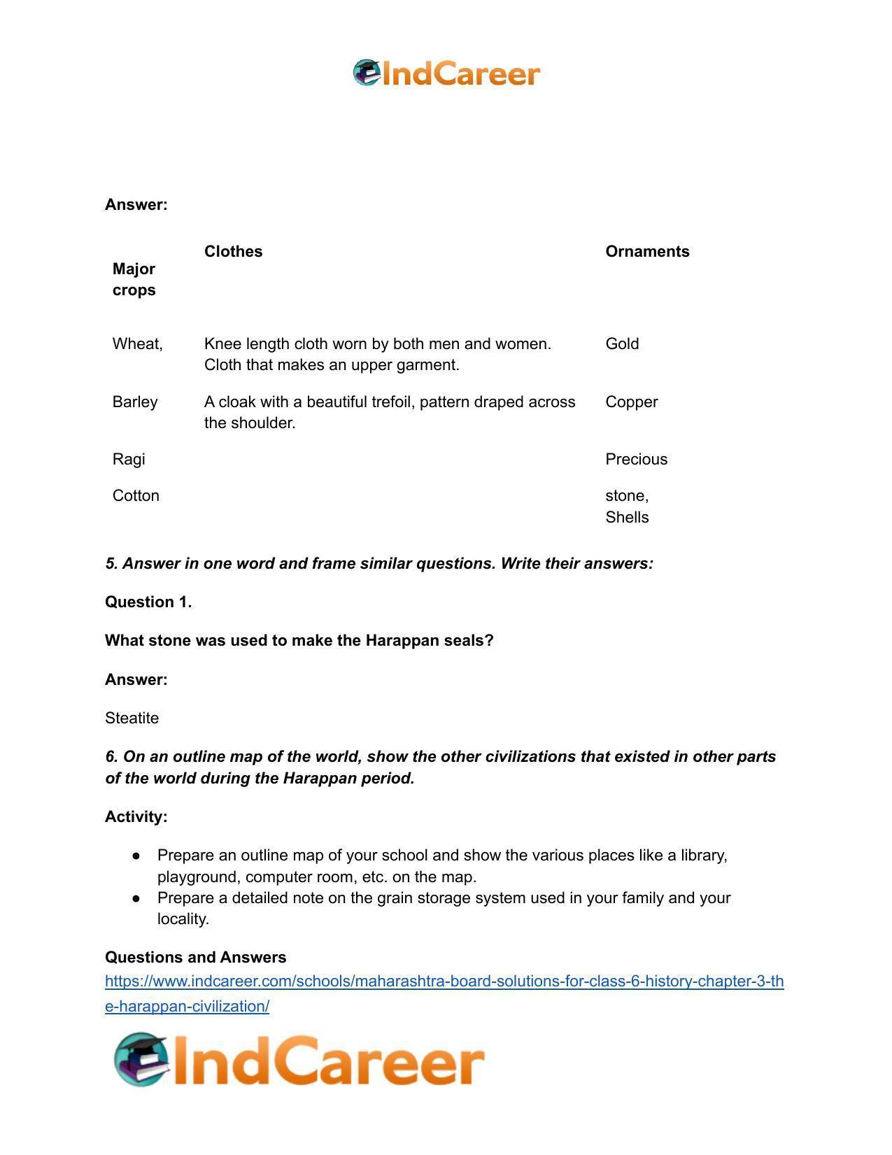 Maharashtra Board Solutions for Class 6- History: Chapter 3- The Harappan Civilization - Page 4