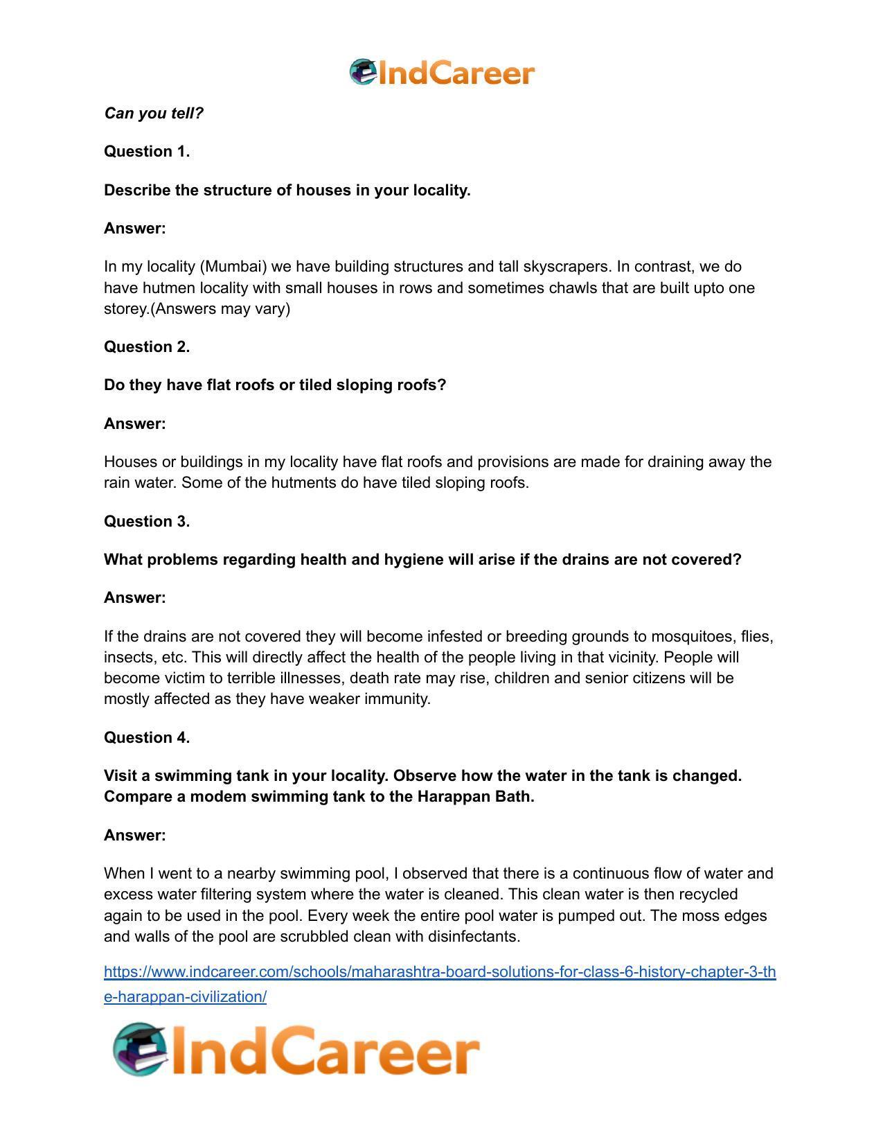Maharashtra Board Solutions for Class 6- History: Chapter 3- The Harappan Civilization - Page 5