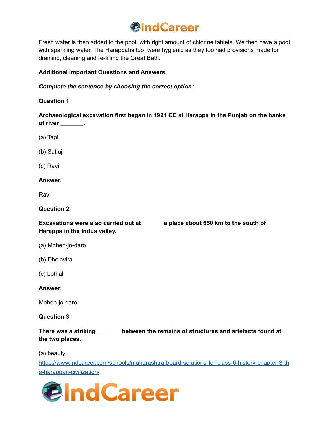 Maharashtra Board Solutions for Class 6- History: Chapter 3- The Harappan Civilization - Page 6