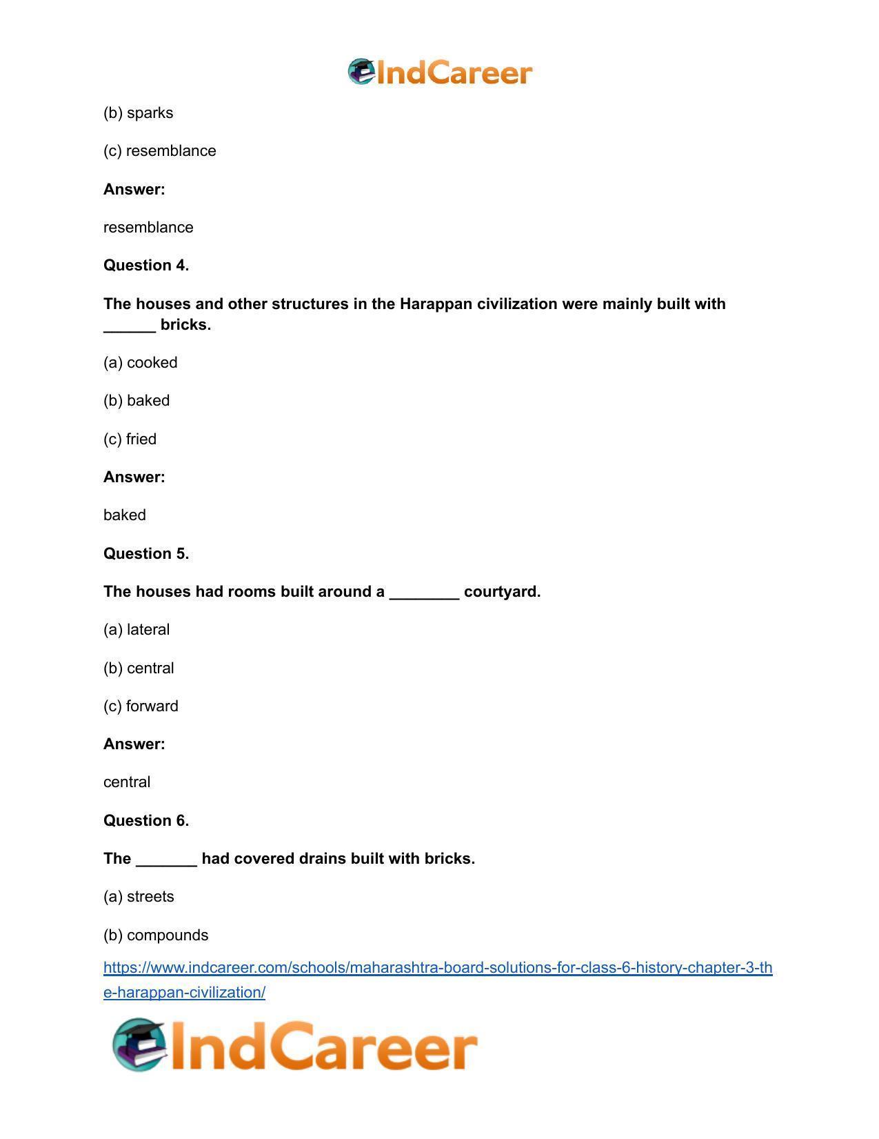 Maharashtra Board Solutions for Class 6- History: Chapter 3- The Harappan Civilization - Page 7