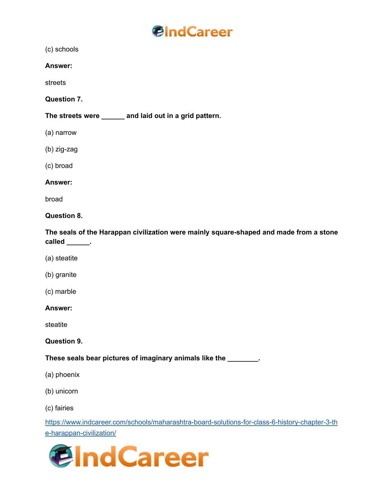 Maharashtra Board Solutions for Class 6- History: Chapter 3- The Harappan Civilization - Page 8