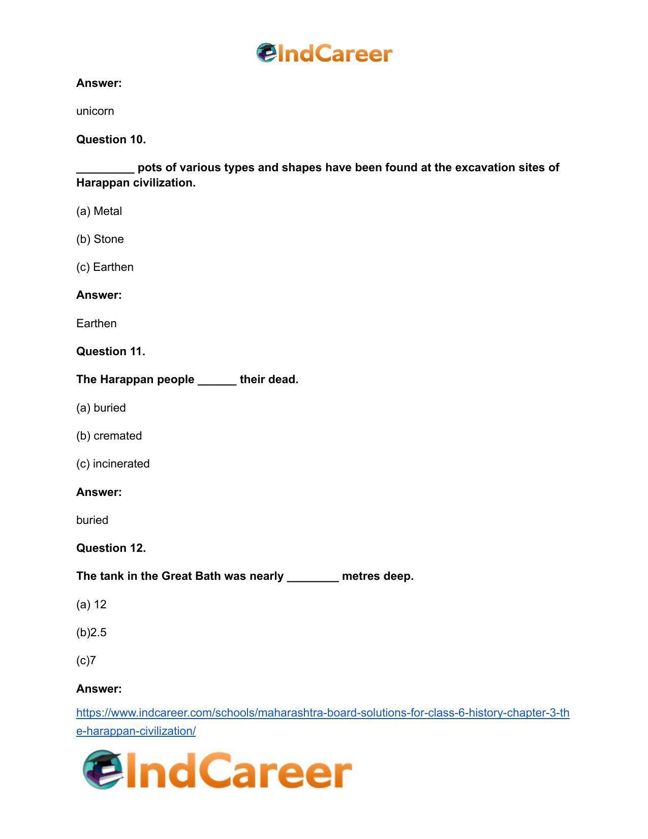 Maharashtra Board Solutions for Class 6- History: Chapter 3- The Harappan Civilization - Page 9