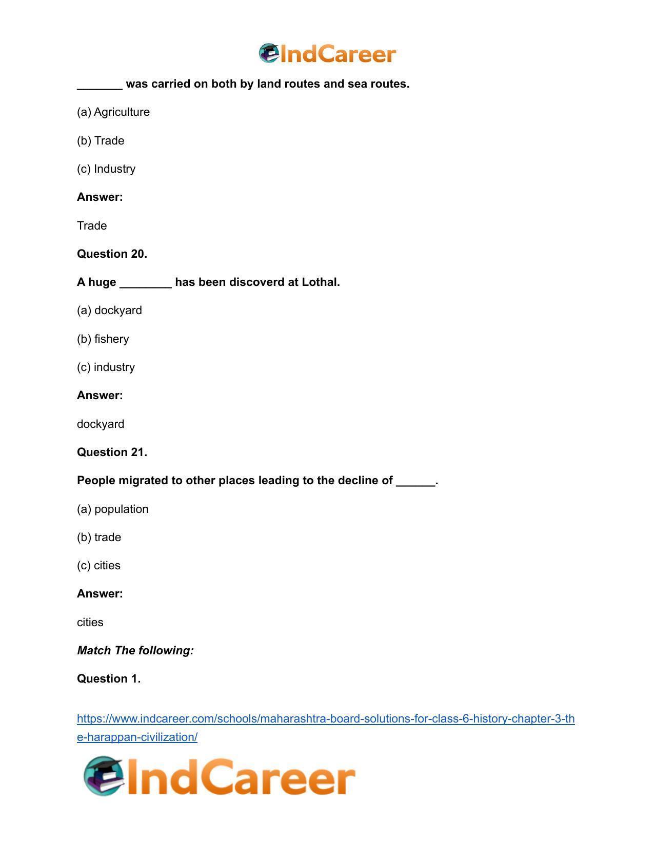 Maharashtra Board Solutions for Class 6- History: Chapter 3- The Harappan Civilization - Page 12