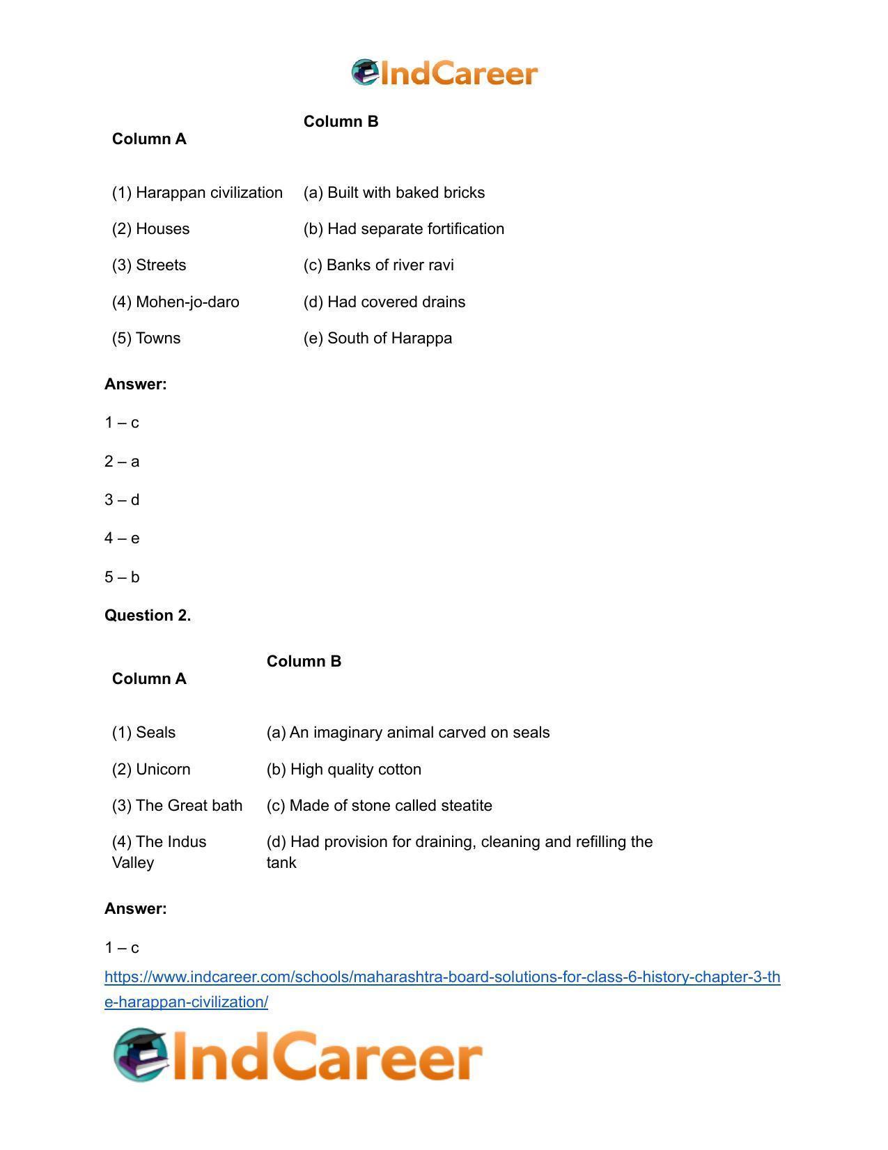 Maharashtra Board Solutions for Class 6- History: Chapter 3- The Harappan Civilization - Page 13