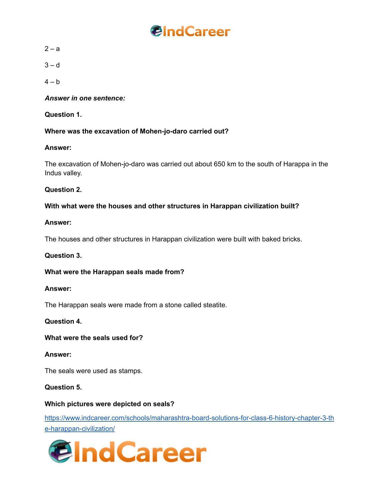Maharashtra Board Solutions for Class 6- History: Chapter 3- The Harappan Civilization - Page 14