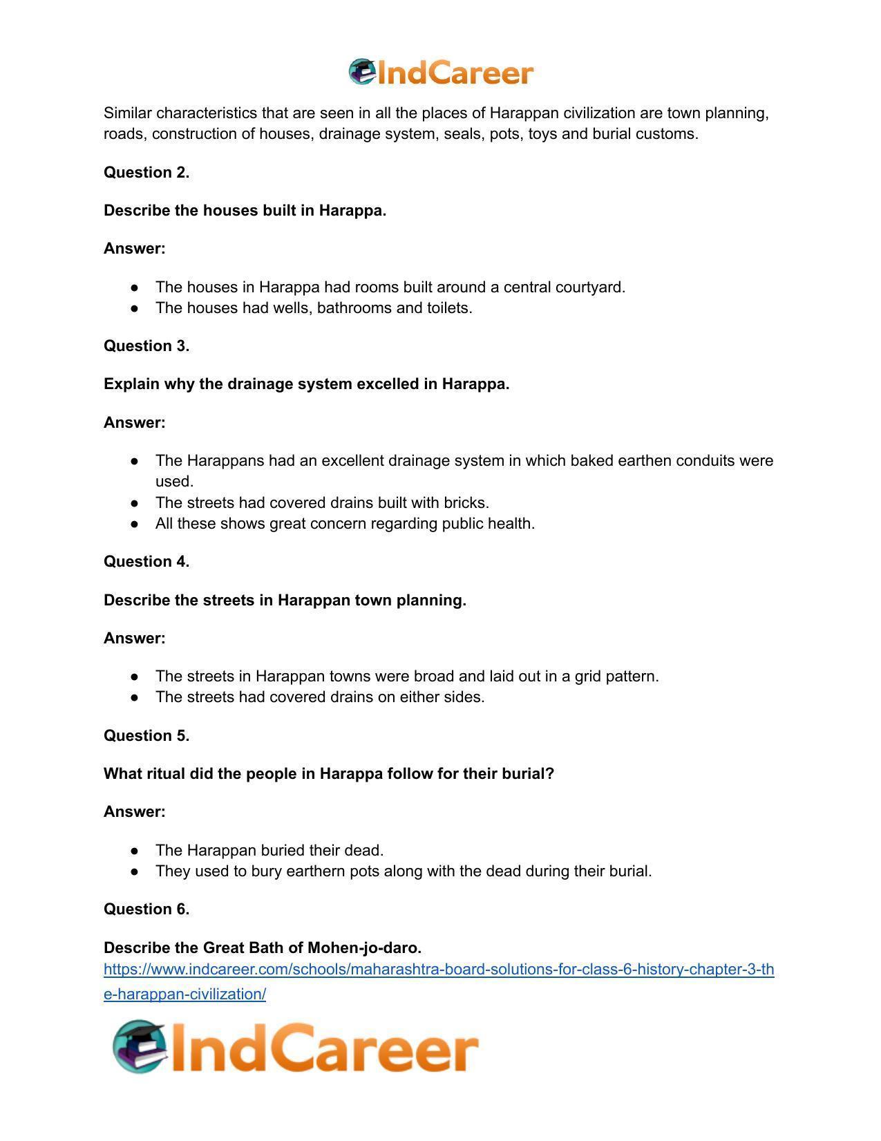 Maharashtra Board Solutions for Class 6- History: Chapter 3- The Harappan Civilization - Page 17