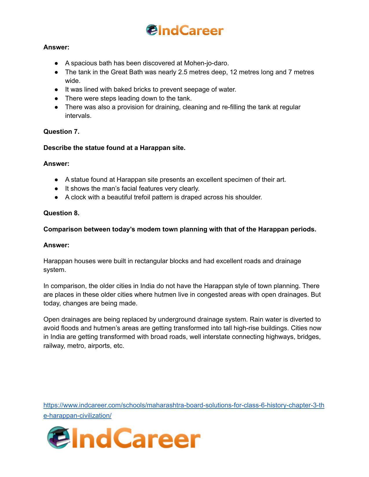 Maharashtra Board Solutions for Class 6- History: Chapter 3- The Harappan Civilization - Page 18