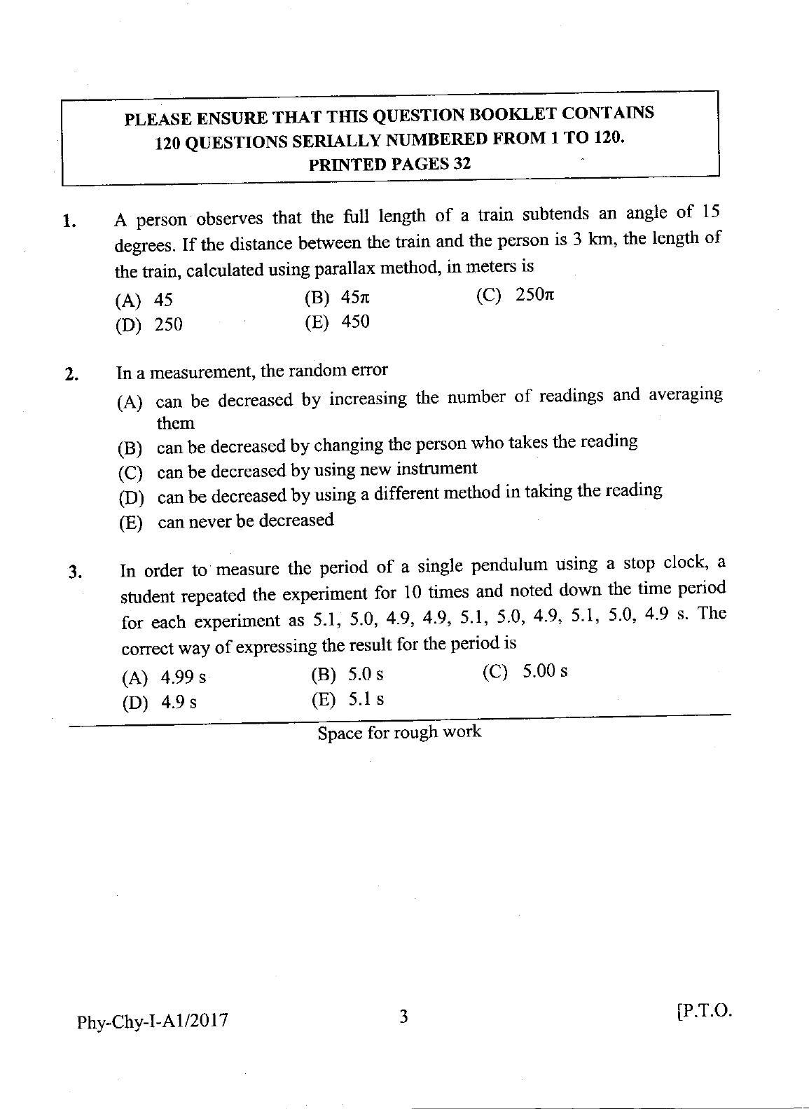 KEAM Paper I 2017 Question Paper - Page 3