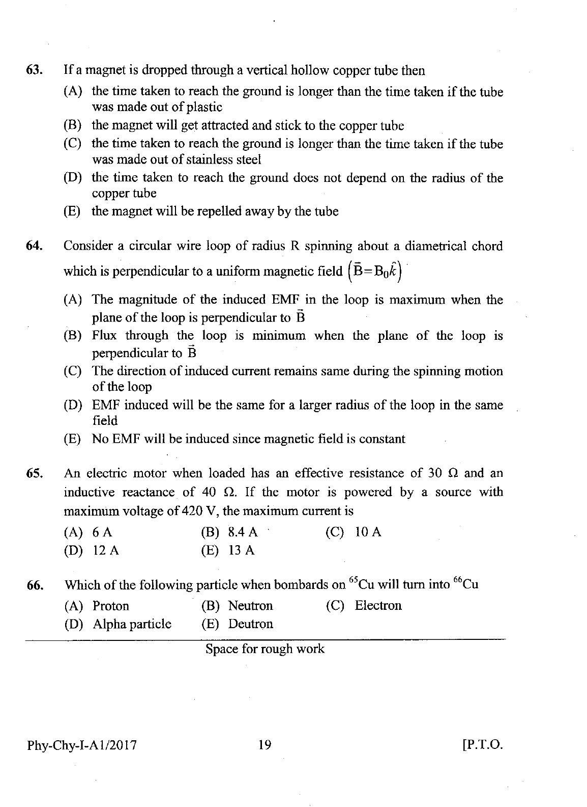 KEAM Paper I 2017 Question Paper - Page 19