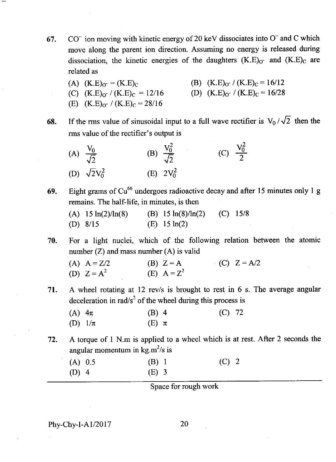 KEAM Paper I 2017 Question Paper - Page 20