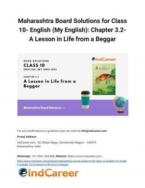Maharashtra Board Solutions for Class 10- English (My English): Chapter 3.2- A Lesson in Life from a Beggar