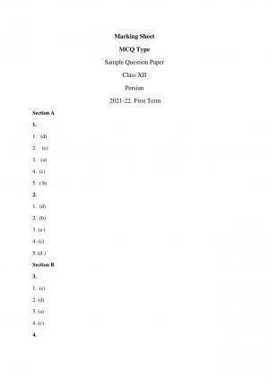 CBSE Class 12th Persian Sample Question Paper Answer Key 2021-22