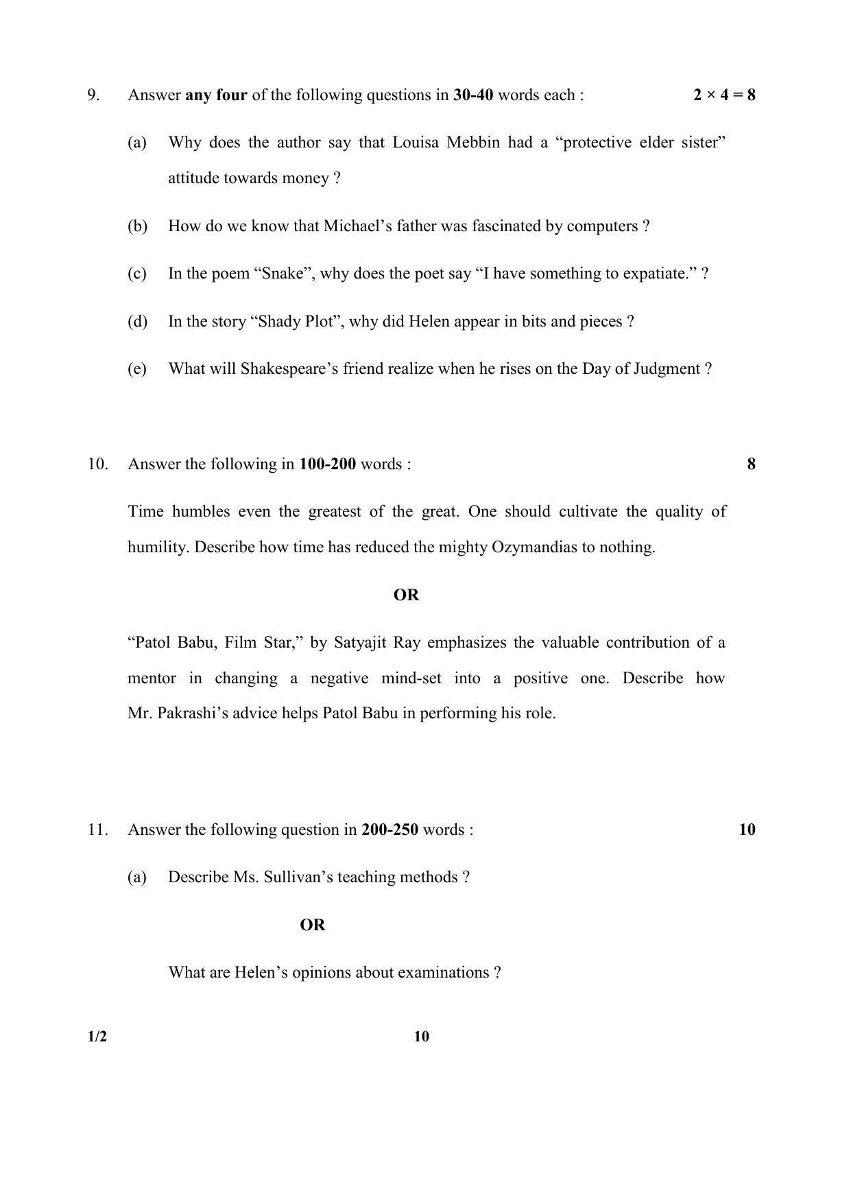 CBSE Class 10 1-2 (Eng.) SET-2 2018 Question Paper - Page 10